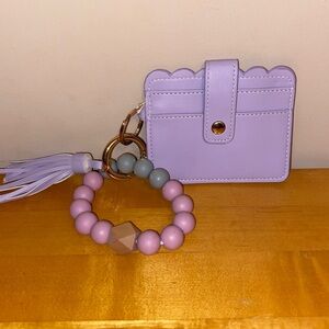 Lavender Card Holder with Beaded Bracelet